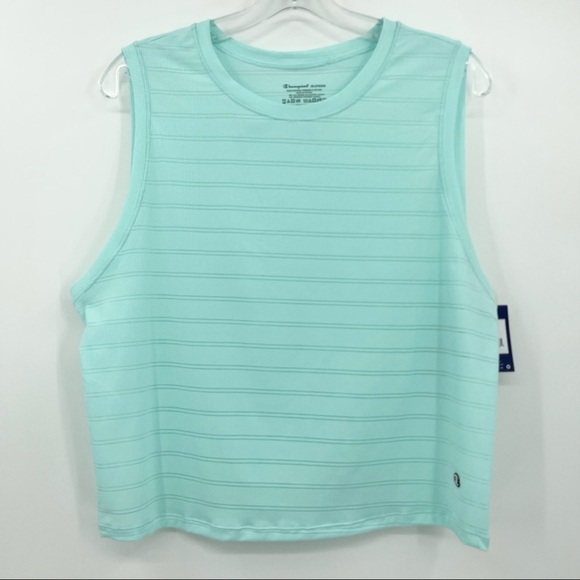 NWT Champion Aqua Blue Ribbed Crop Top 2XL - Picture 1 of 9